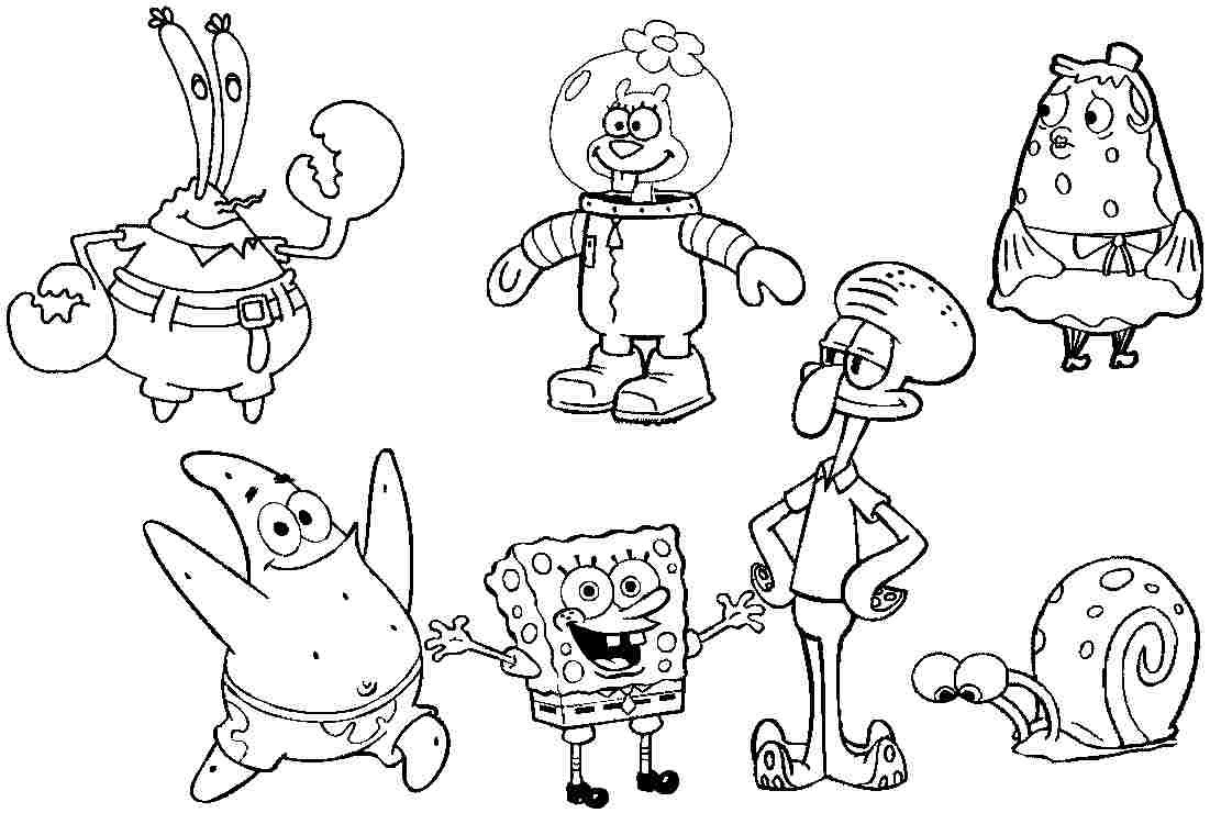 Printable Coloring Pages Of Spongebob and Friends Wallpaper