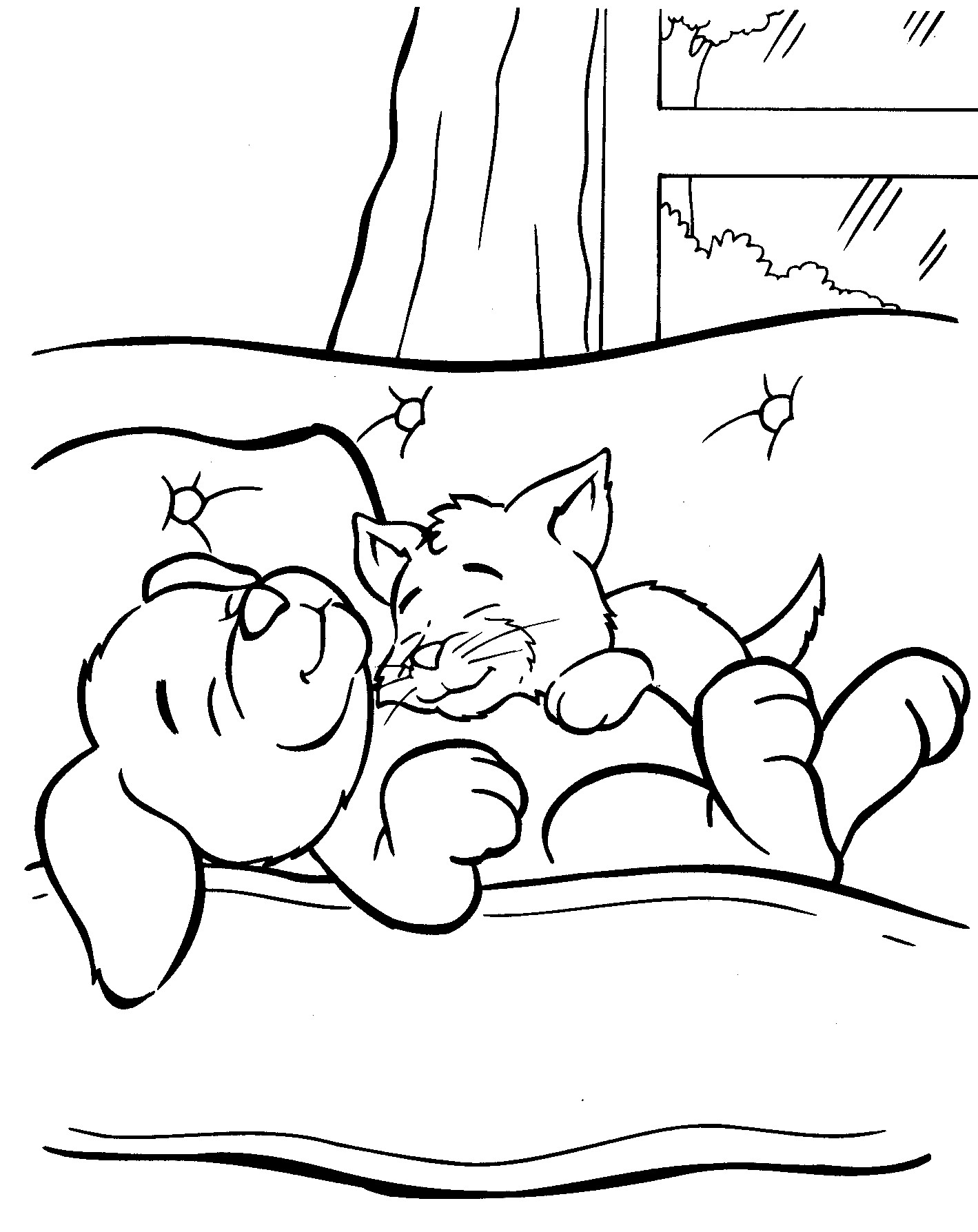 Puppy and Kitty Coloring Pages