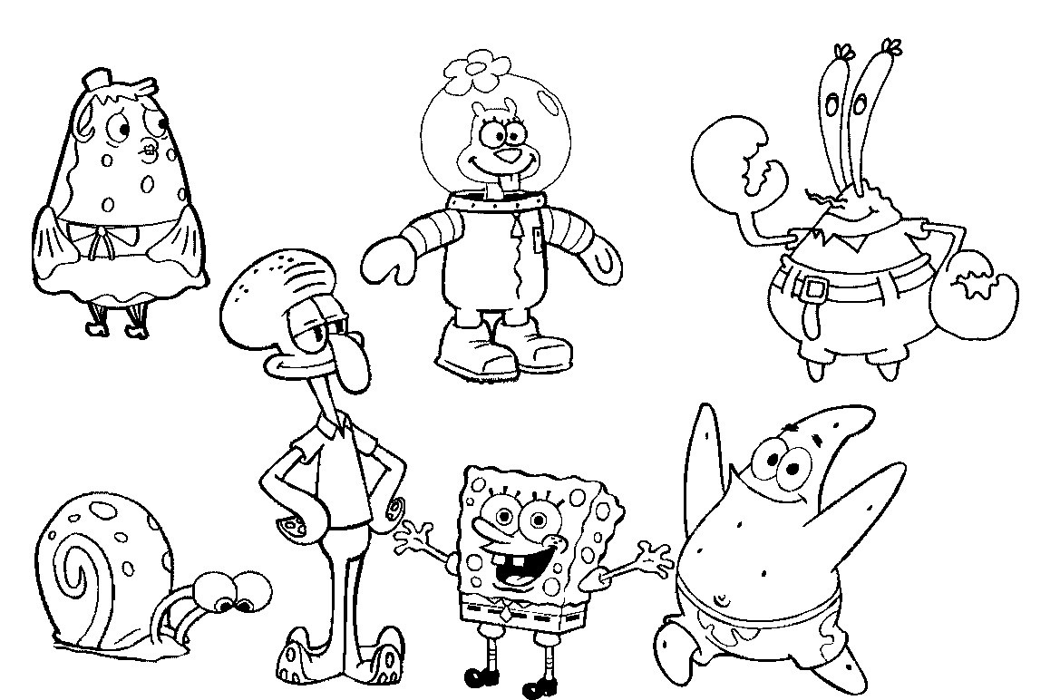 Spongebob and Squidward Coloring Pages Wallpaper