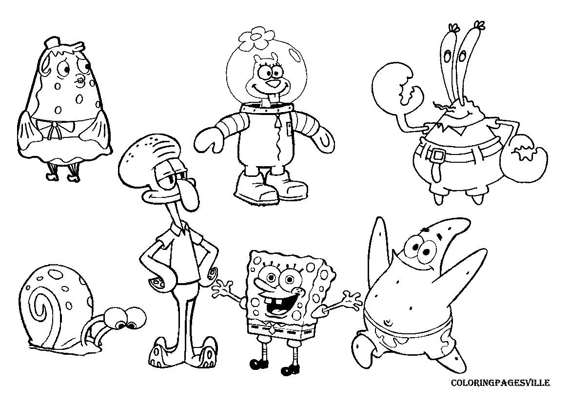 Spongebob Patrick Squidward Coloring Pages