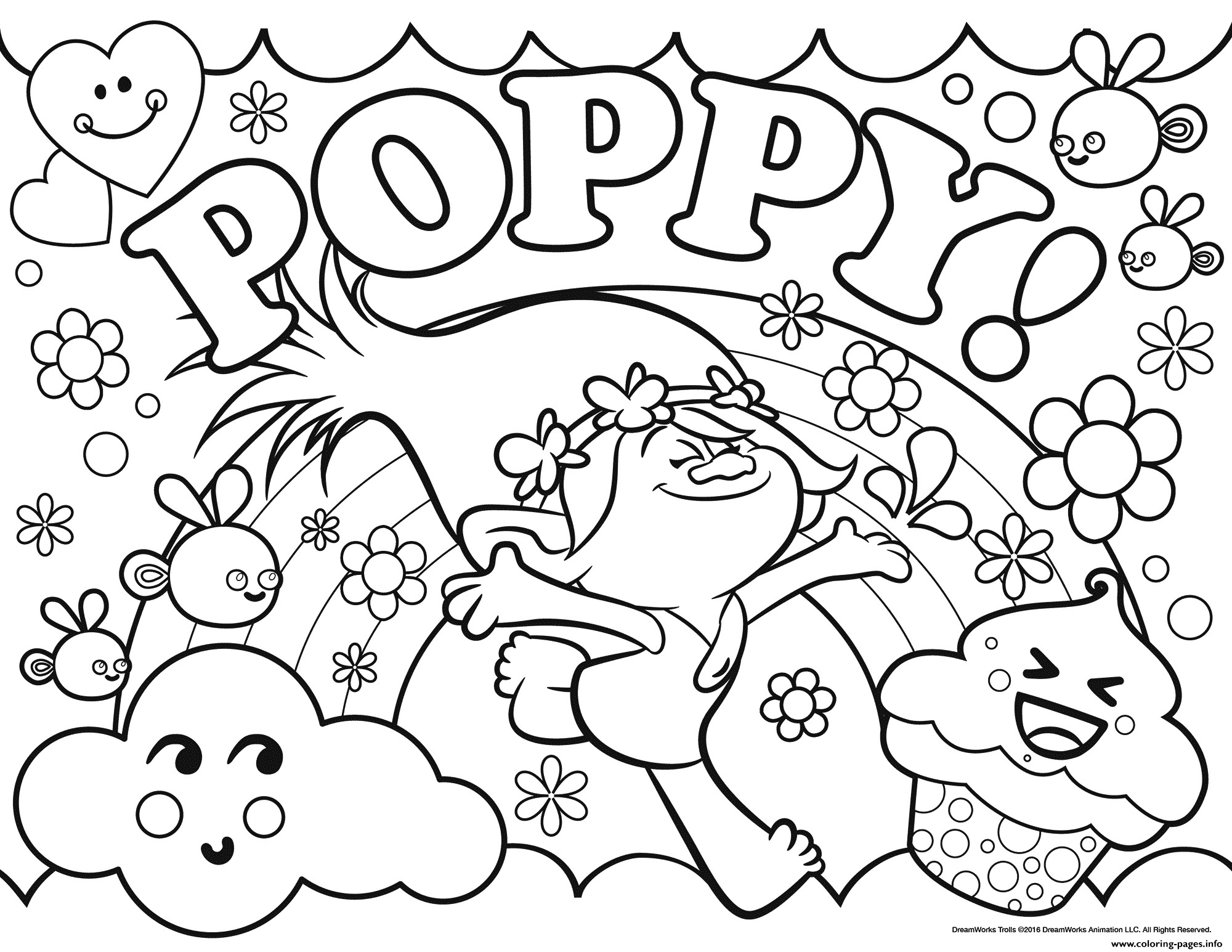 Trolls Coloring Pages Birthday