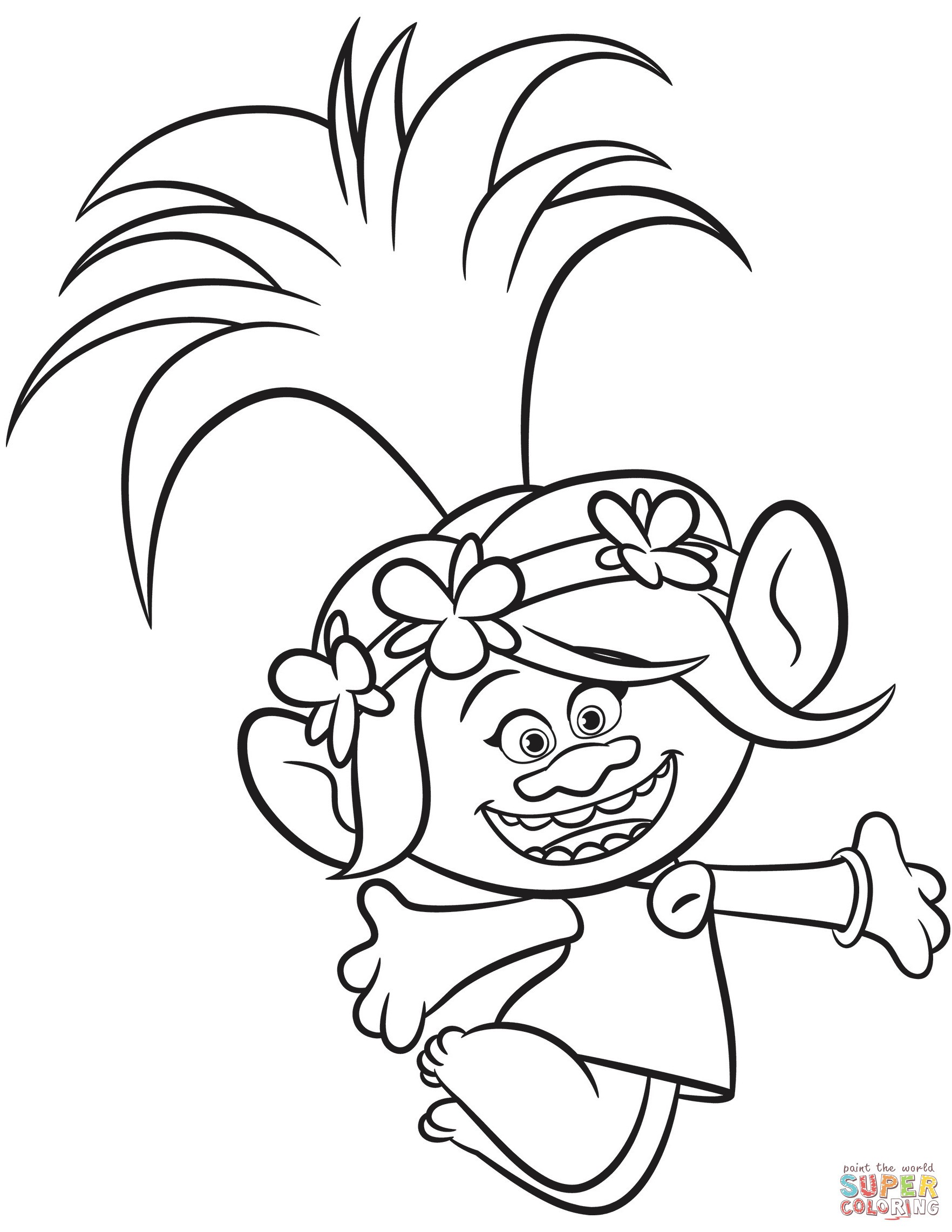 Trolls Head Coloring Pages | BubaKids.com