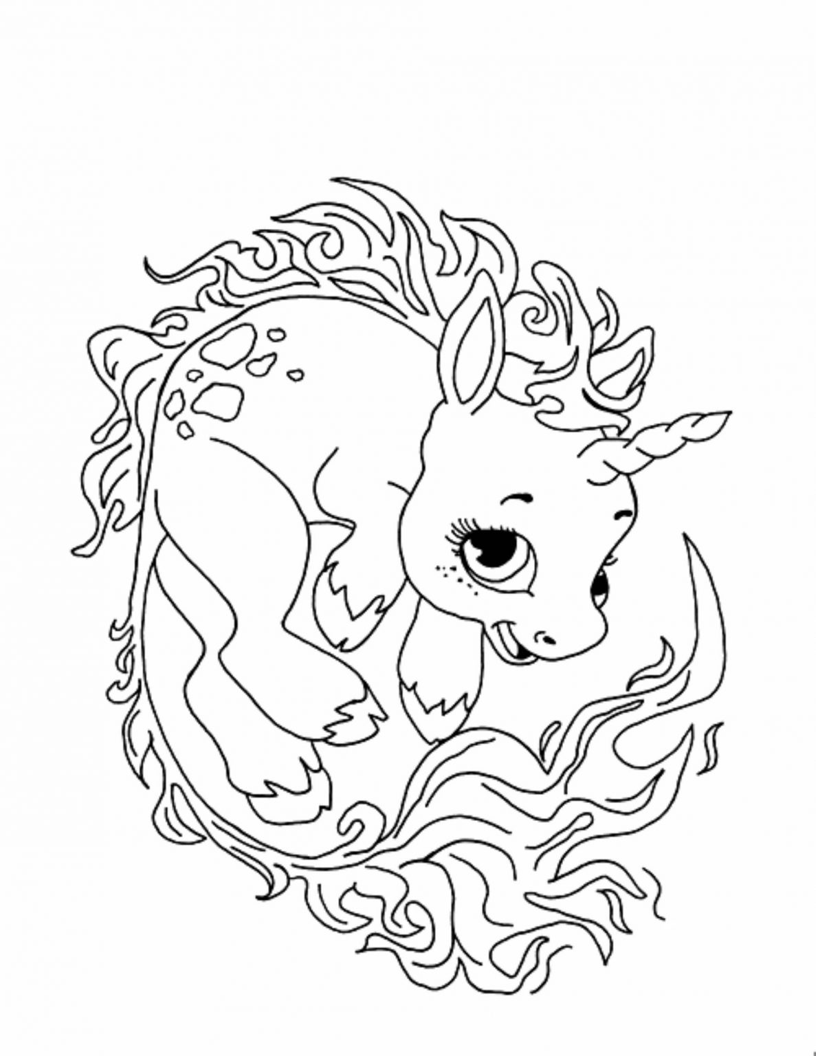 Unicorn Coloring Page for Kids - BubaKids.com