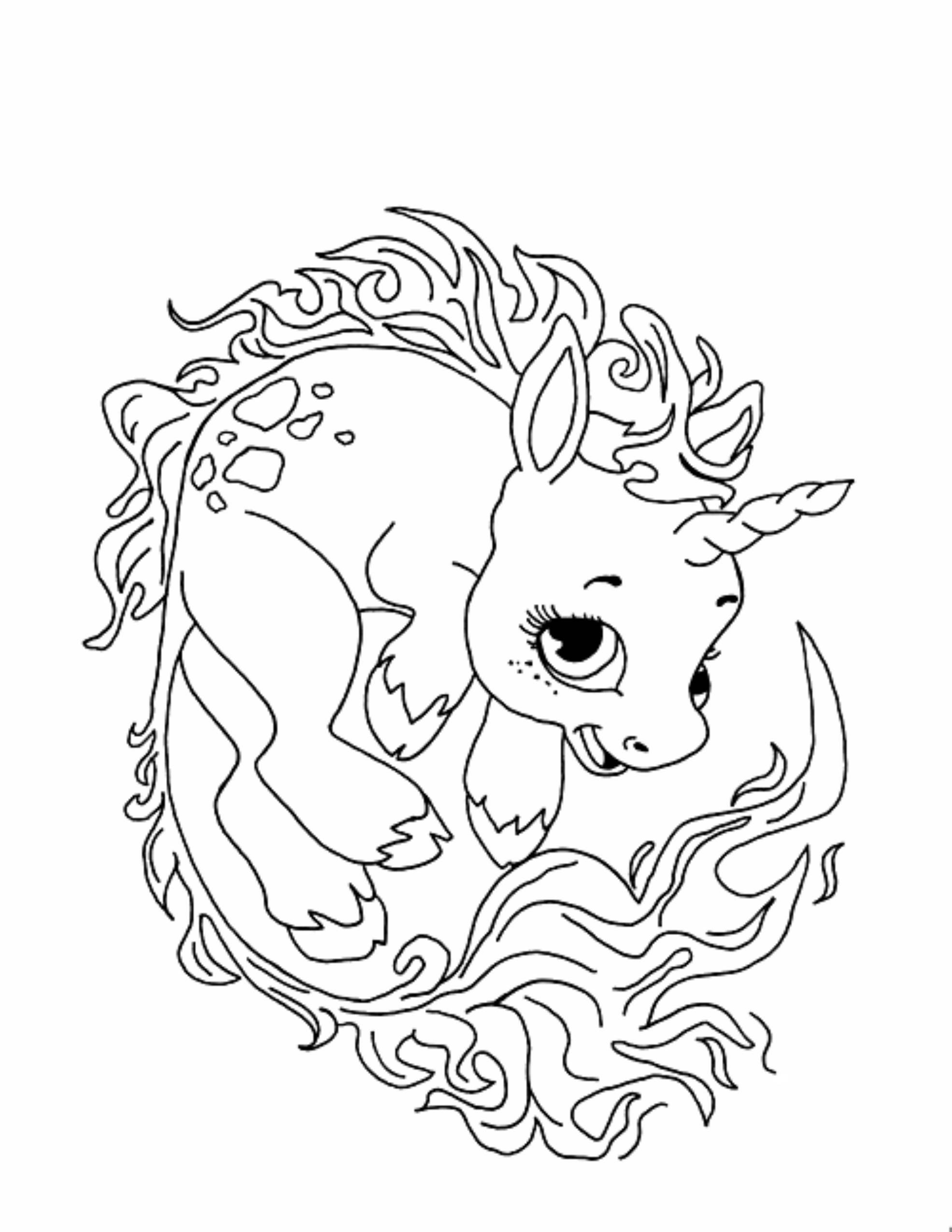 Unicorn Coloring Page for Kids Wallpaper