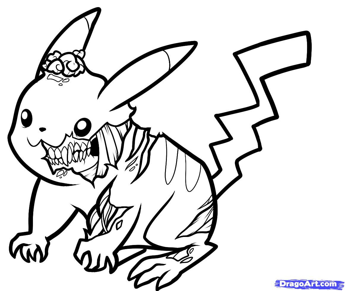 Zombie Pikachu Coloring Page