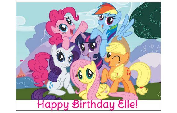 MY LITTLE PONY image cake topper decoration party birthday Custom cupcake round … Wallpaper