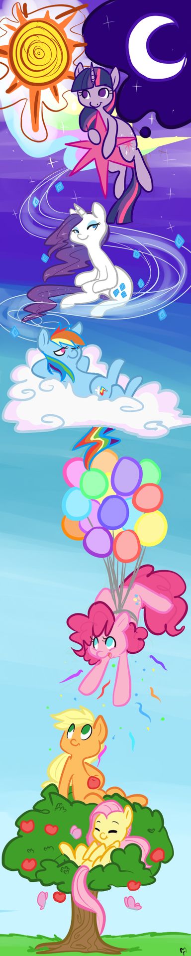 #88663 – apple, applejack, apple tree, artist:mt, balloon, butterfly, cloud, con… Wallpaper