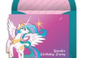 Gotta love this colorful free My Little Pony invitation featuring Princess Celes...