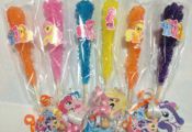 My Little Pony Birthday Party Favors use stickers to decorate color favors