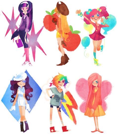 My Little Pony: Friendship is Magic characters as anime girls (and Spike) Wallpaper
