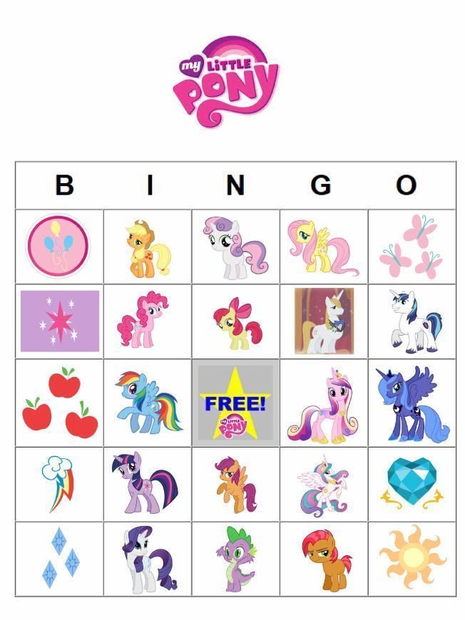 My Little Pony Printable Activities | Printable My Little Pony Bingo cards  Acti…