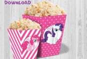 My Little Pony party popcorn box (pink color), Printable My Little Pony party Bo...