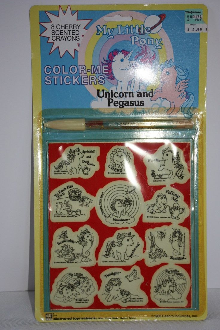 NWT My Little Pony Color-Me Stickers Unicorn and Pegasus MIP 1983 Wallpaper