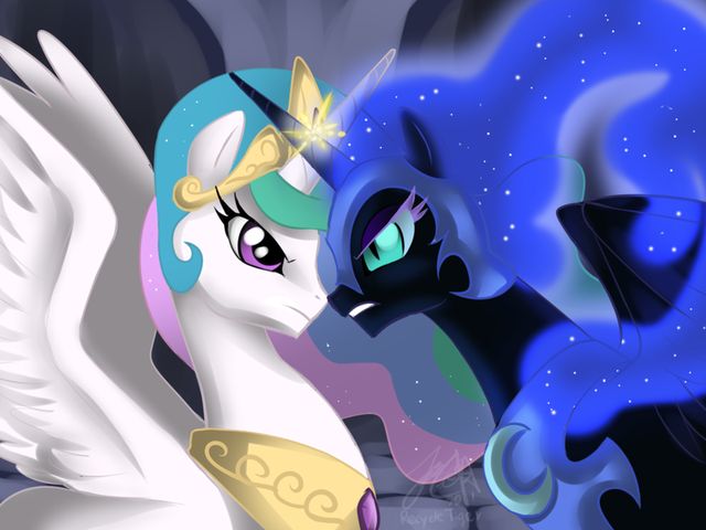 Princess Celestia Vs. Nightmare moon….love my little pony :) Wallpaper