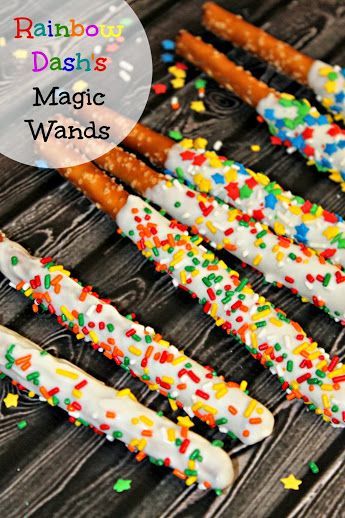 Rainbow Dash's “Magic Wands” Chocolate-Dipped Pretzel Rods for a My Little P…