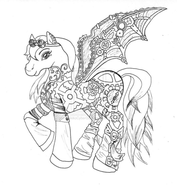 Steampunk My Little Pony coloring page Wallpaper