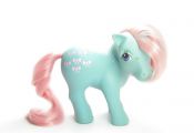 This vintage G1 My Little Pony is Bow Tie, she's light blue with pink hair a...