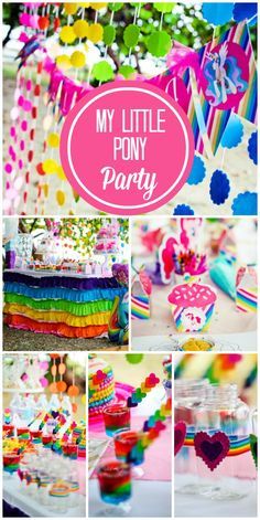 What an incredible My Little Pony girl birthday party in all the colors of the r…