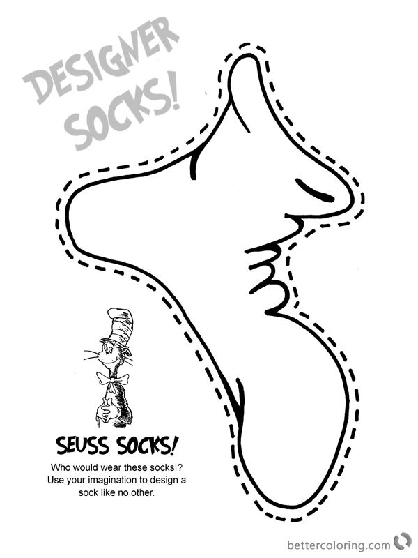 Fox in Socks by Dr Seuss Coloring Pages Designer Socks printable