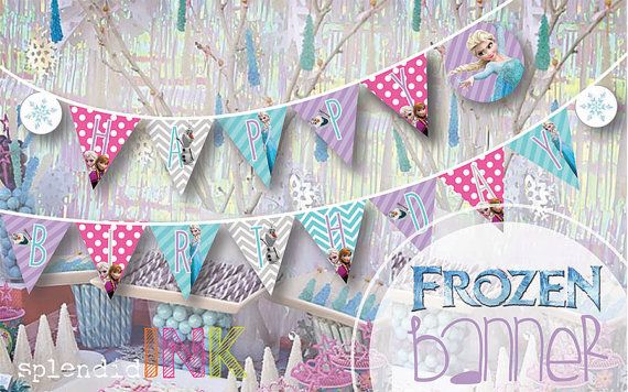 Frozen PRINTABLE party banner Happy Birthday by splendidINK Wallpaper