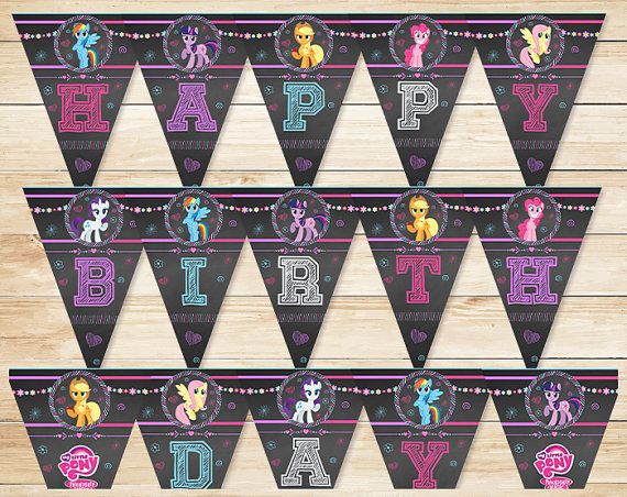 My Little Pony Birthday Banner Chalkboard // by ApothecaryTables
