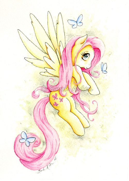 My Little Pony Fluttershy Art Print MLP Butterfly  by ForeverFairy Wallpaper