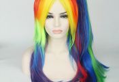 My Little Pony Rainbow Dash Multi Color Long Curly Cosplay Wigs Tail#Multi#Color...