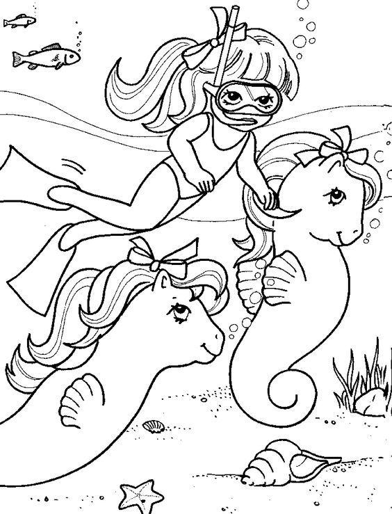 My Little Pony coloring page: Megan and sea ponies Wallpaper