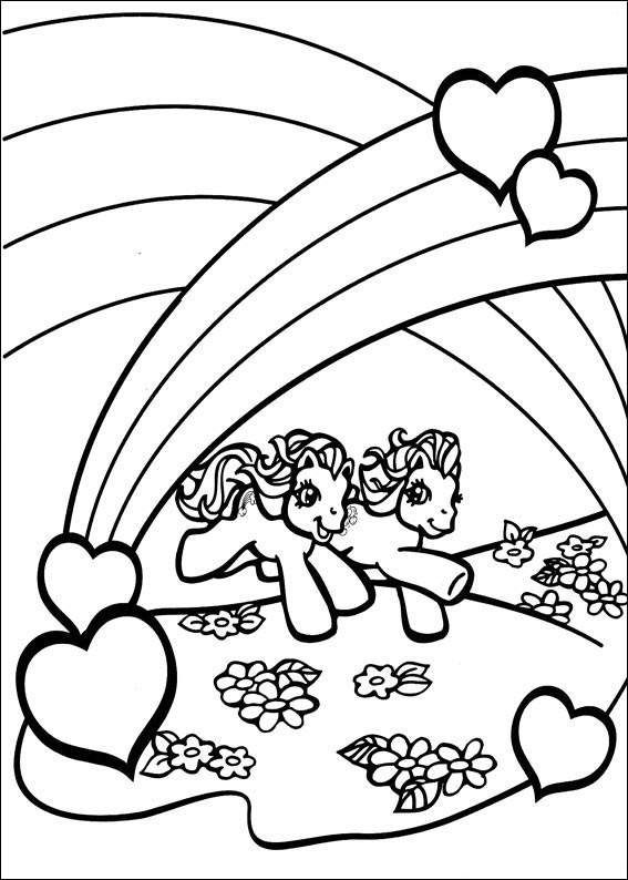 My Little Pony under the rainbow coloring page Wallpaper