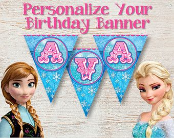 free frozen printable banner | PERSONALIZED Birthday Banner, Frozen Birthday Ban… Wallpaper