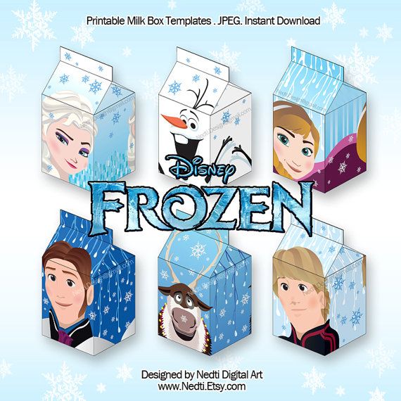 6 Frozen Disney Printable Milk Box Template Favor Box by Nedti, $7.00 Wallpaper