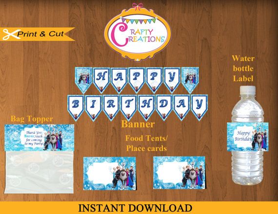 Disney Frozen Party kit – INSTANT DOWNLOAD – Frozen printables Frozen waterbottl…
