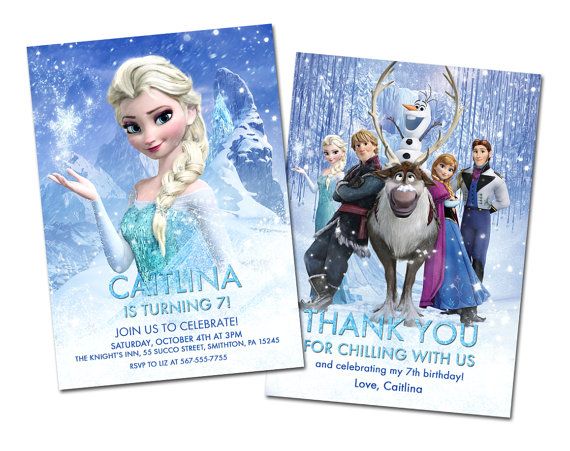 Disney Frozen Printable Birthday Party Invitation and Thank You Card Wallpaper