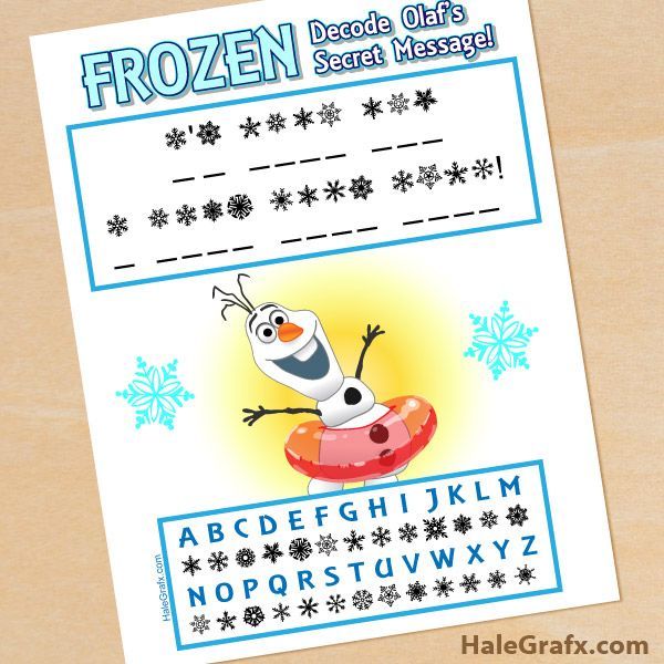 FREE Frozen Printable Decode Olaf's Secret Message