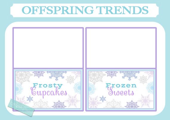 FROZEN Printable Birthday Food Tent Labels Custom Food/Name Cards Party Table Wi…