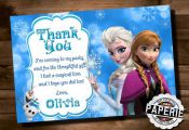FROZEN Printable THANK YOU card Custom by PinkFrostingPaperie