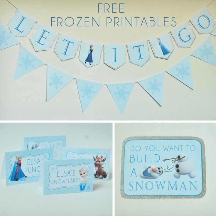 Free Frozen Party Printables set includes: Let It Go Banner, Happy Birthday Bann… Wallpaper