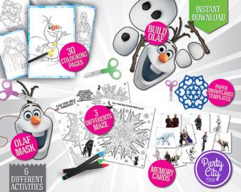 Frozen Activities Printable Games – Coloring Pages + Olaf Costume Mask + Build a…