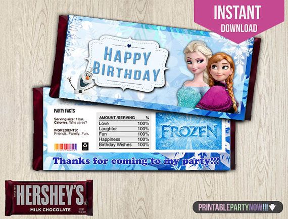 Frozen Candy Bar Wrappers  Disney Frozen por printablepartynow, $1.99