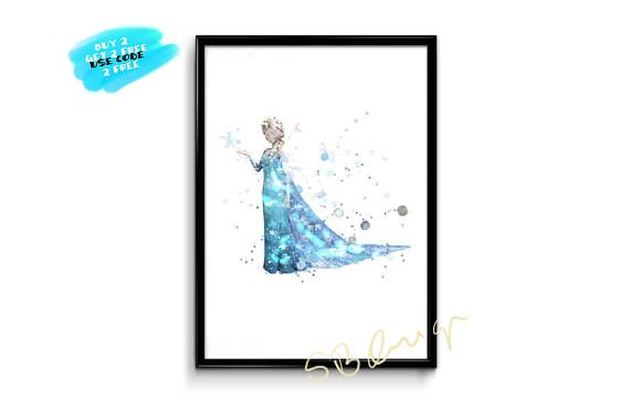Frozen Elsa Watercolor Poster Frozen Printable Disney
