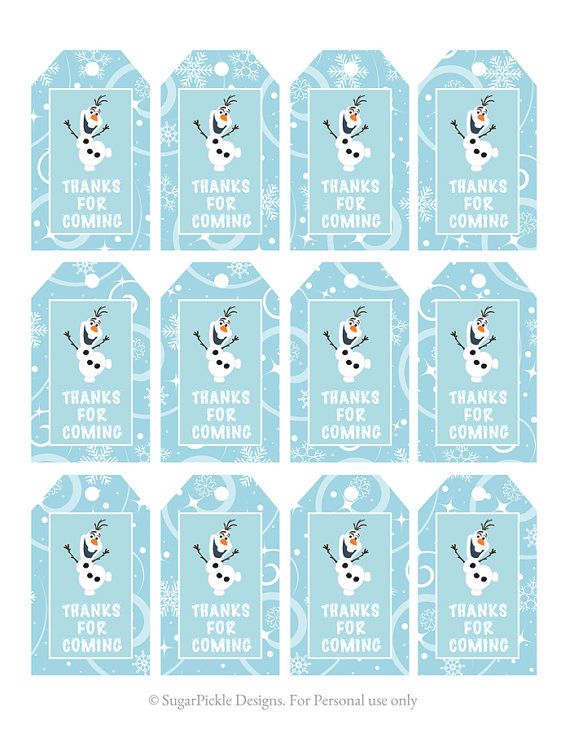 Frozen Favor Tags // Thank You Tags // Loot Bag Tags // Frozen Birthday Printabl…