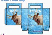 Frozen: Free Printable Paper Bags in Light Blue.