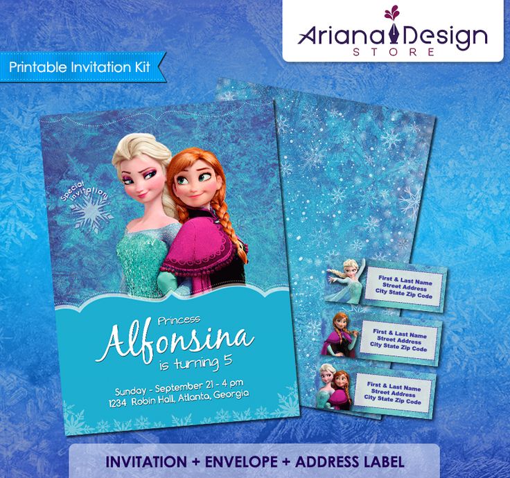 Frozen Printable Invitation Kit, Frozen Birthday Invitation, Disney Princess Inv…