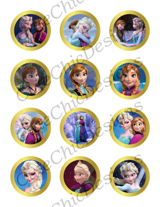 Frozen Printables 2″ Circle for Ballons, Cupcakes, Hats, Favors, Toppers, Sticke Wallpaper