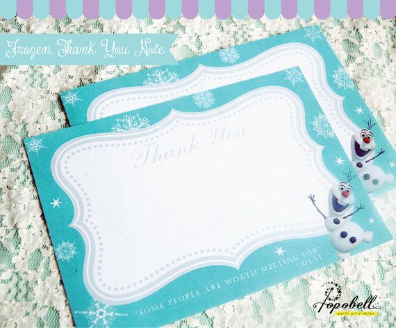 Frozen Thank You Notes for Frozen Birthday Party. Instant Download Frozen Printa… Wallpaper