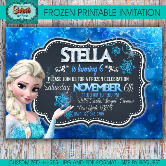 Frozen printable personalized invitation, frozen digital invitation, frozen invi…