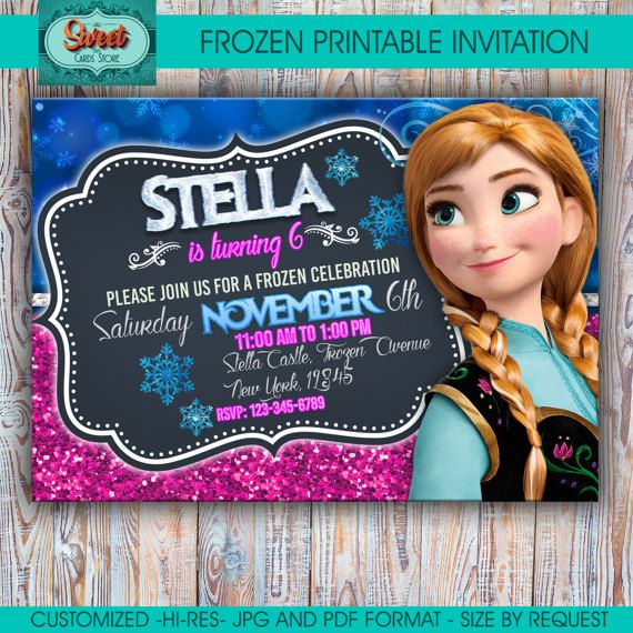 Frozen printable personalized invitation, frozen digital invite, frozen party, f…