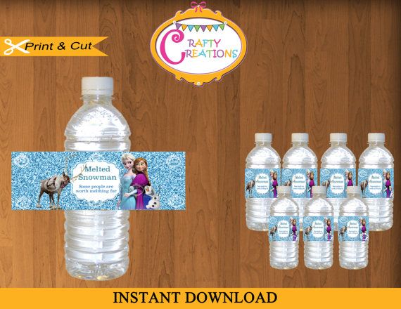 Glitter Frozen Water Bottle Wraps – Disney Frozen Printable label – Melted Snowm… Wallpaper