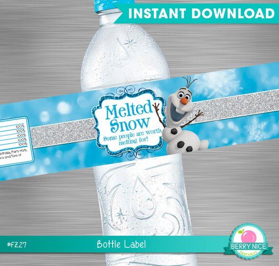 INSTANT DOWNLOAD Frozen Water Bottle Label, Frozen Melted Snow Label, Frozen Pri… Wallpaper