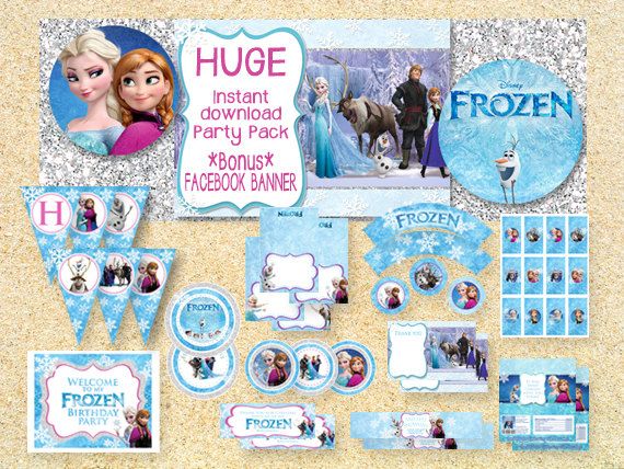 ON SALE**Limited Time**Frozen Printable Party Pack, Instant Download, Frozen bir… Wallpaper